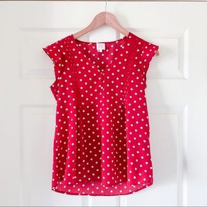 Red & White Polkadot Blouse